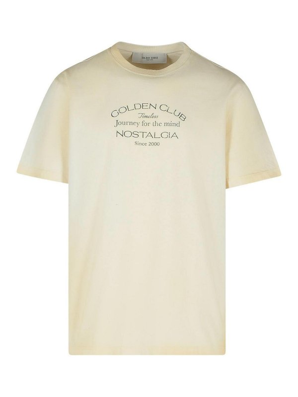 GOLDEN GOOSE: t-shirts - Gauze Cream Cotton T-Shirt