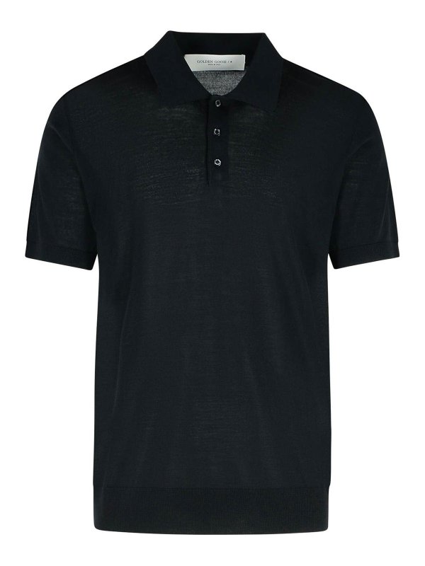 GOLDEN GOOSE: polo shirts - Black Virgin Wool Polo Shirt