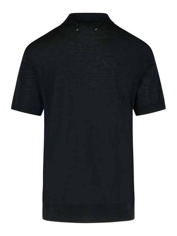 GOLDEN GOOSE: polo shirts online - Black Virgin Wool Polo Shirt