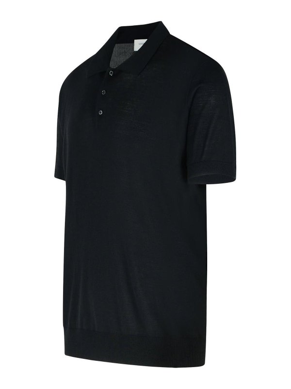 The Best Shops GOLDEN GOOSE: polo shirts - Black Virgin Wool Polo Shirt