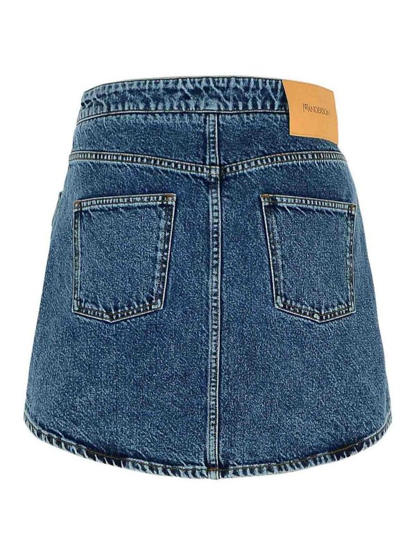 J.W. ANDERSON: mini skirts online - Blue Denim Miniskirt
