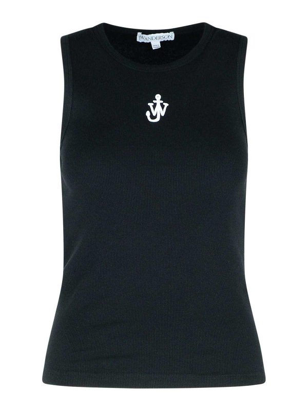 J.W. ANDERSON: Tops & Tank tops - Anchor Black Cotton Tank Top