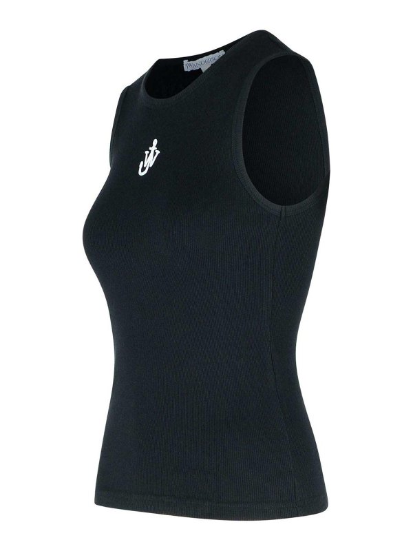 The Best Shops J.W. ANDERSON: Tops & Tank tops - Anchor Black Cotton Tank Top