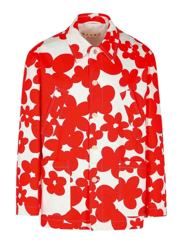 Marni: giacche casual - Giacca in cotone rosso