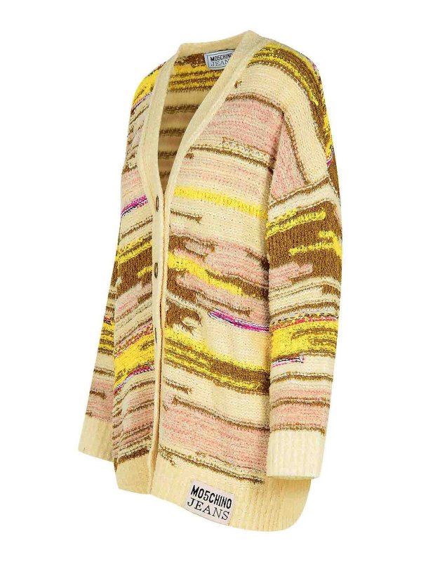 The Best Shops MOSCHINO JEANS: cardigan - Cardigan in misto cotone bianco