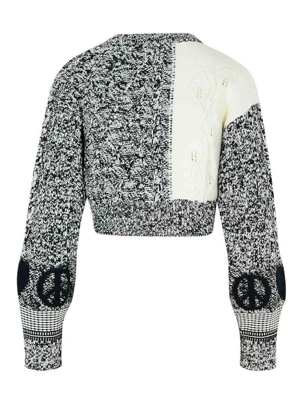 MOSCHINO JEANS: crew necks online - Patch White Cotton Blend Sweater