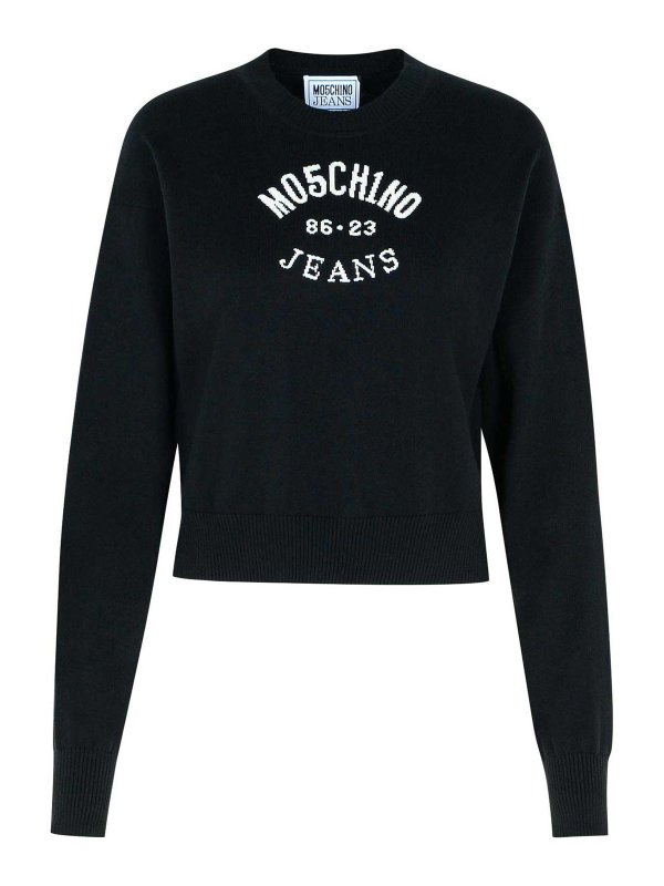MOSCHINO JEANS: crew necks - Black Cotton Sweater