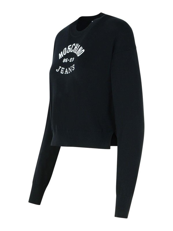 The Best Shops MOSCHINO JEANS: crew necks - Black Cotton Sweater