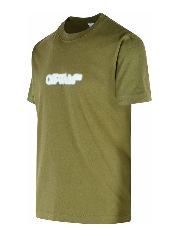 The Best Shops OFF-WHITE: t-shirts - Spray Arrow Green Cotton T-Shirt