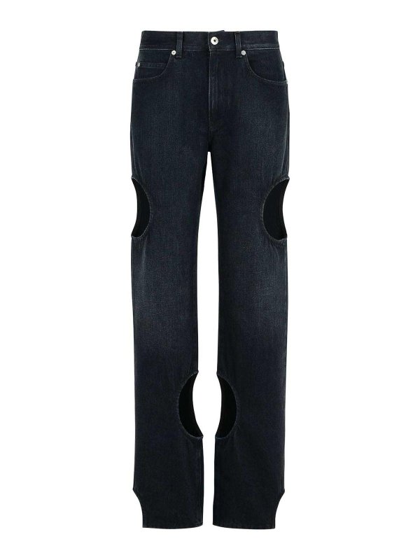 OFF-WHITE: bootcut jeans - Meteor Black Denim Jeans