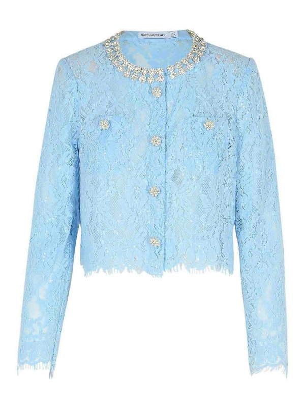 Self Portrait: Cardigans - Cardigan - Bleu Clair