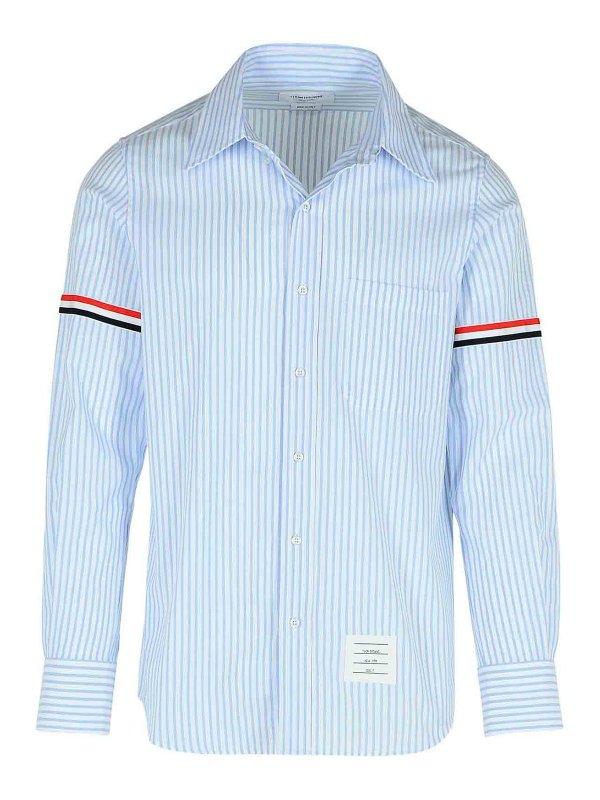 THOM BROWNE: shirts - Armband Light Blue Cotton Shirt