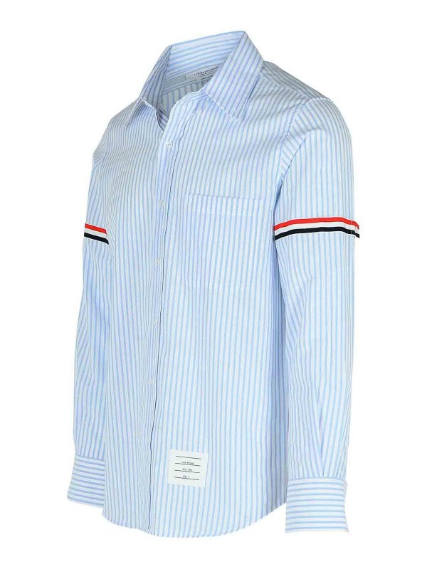 The Best Shops THOM BROWNE: shirts - Armband Light Blue Cotton Shirt