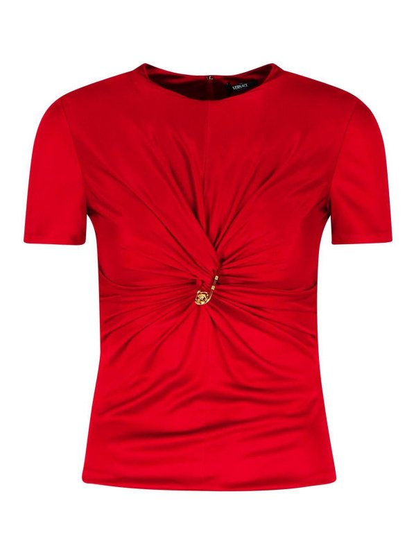 VERSACE: t-shirts - Medusa Red Viscose T-Shirt
