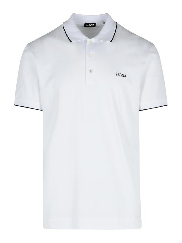 ZEGNA: polo shirts - White Cotton Polo Shirt