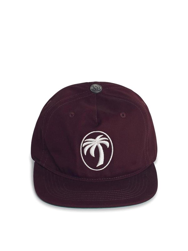Palm Angels: hats & caps - Oval Burgundy Cotton Cap