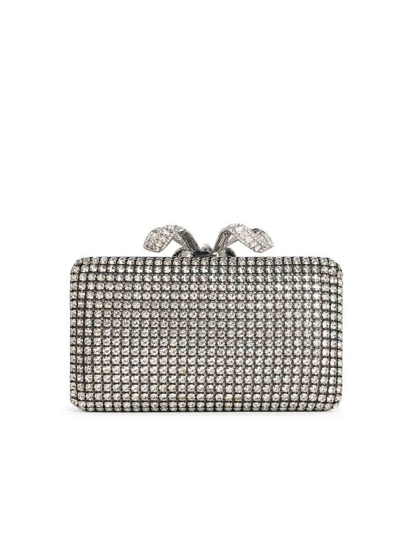 The Best Shops Self Portrait: clutches - Crystal Box Silver Polyester Clutch