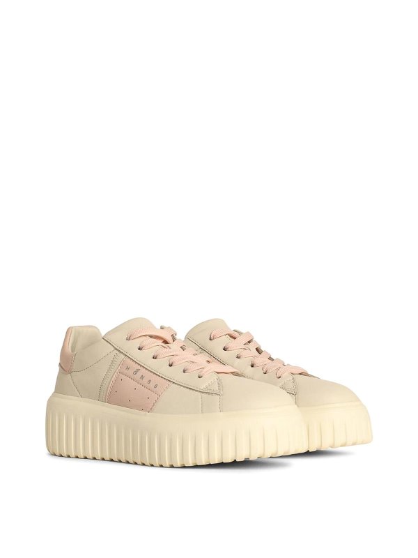 HOGAN: trainers online - H Stripes Ivory Leather Sneakers