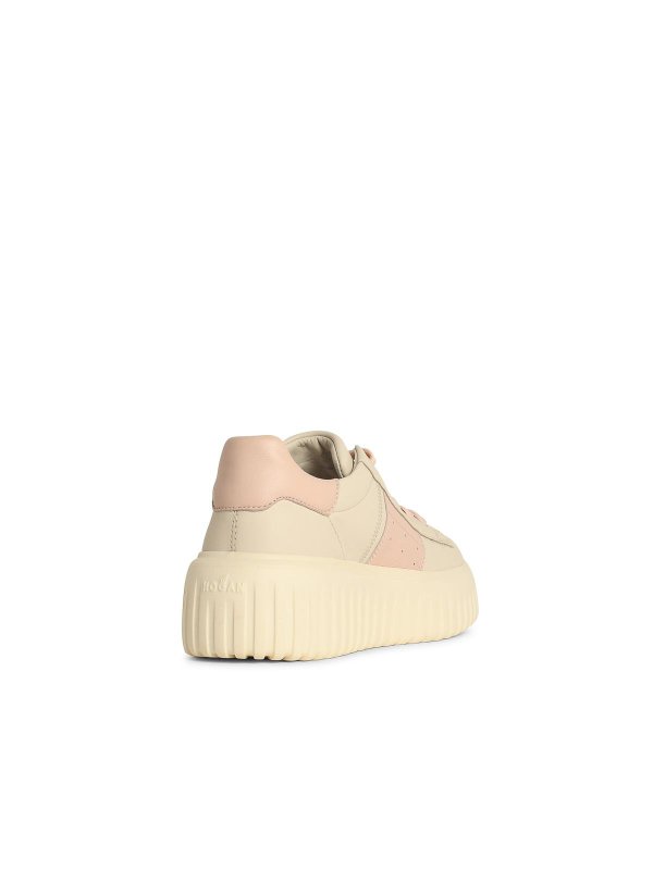 The Best Shops HOGAN: trainers - H Stripes Ivory Leather Sneakers