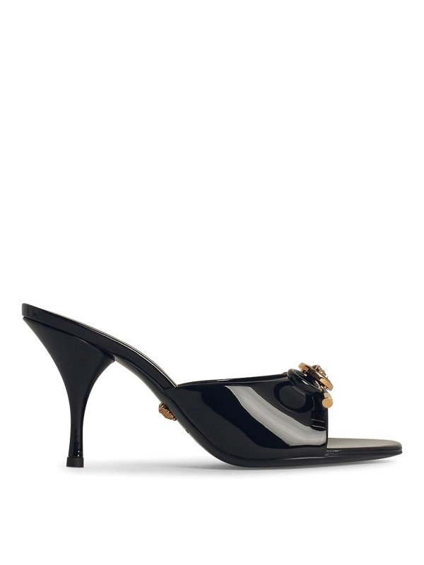 VERSACE: sandals - Black Leather Sandals