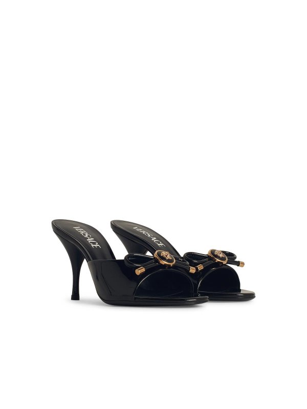 VERSACE: sandals online - Black Leather Sandals