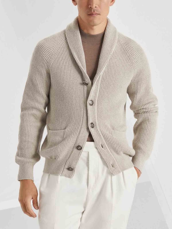 Cardigan - Beige shop online: BRUNELLO CUCINELLI