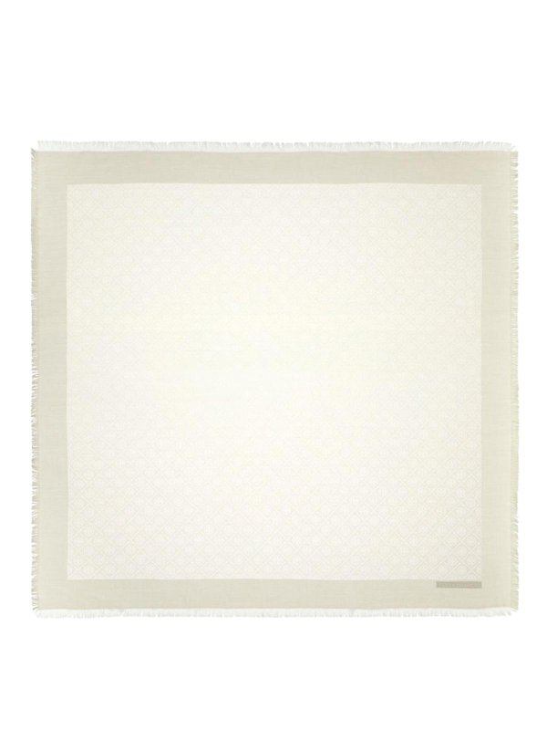 TORY BURCH: scarves - Embroidered fringe scarf