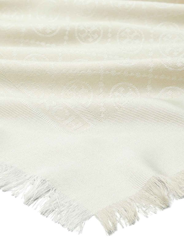 Embroidered fringe scarf shop online: TORY BURCH