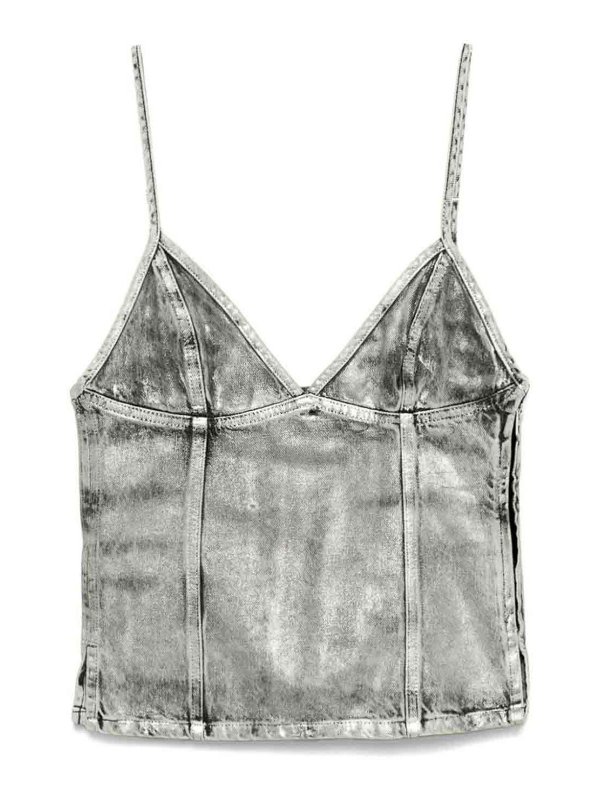 DIESEL: Tops y camisetas sin mangas - Top - Gris