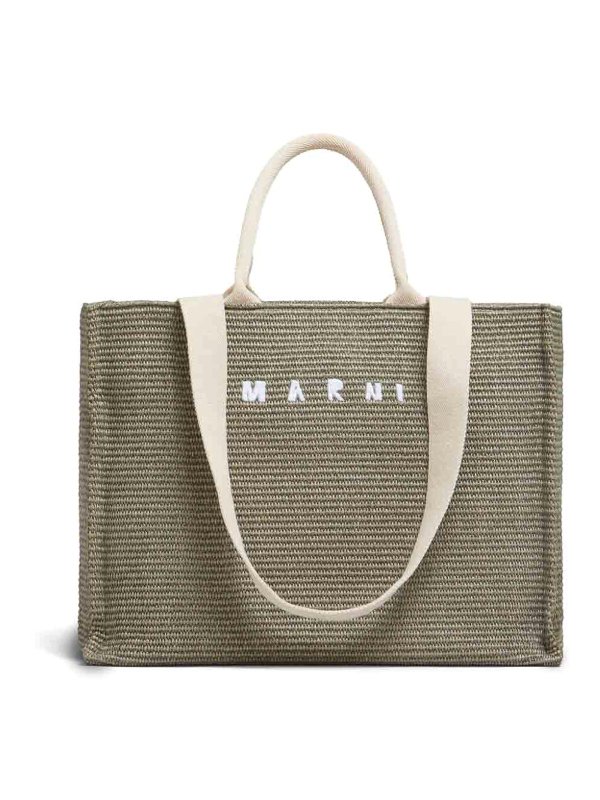 Marni: Handtaschen - Shopper - Hellgrau