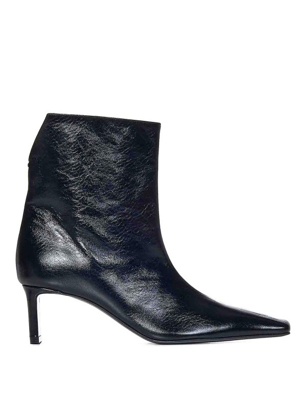 KHAITE: ankle boots - Leather Ankle Boots With Square Toe