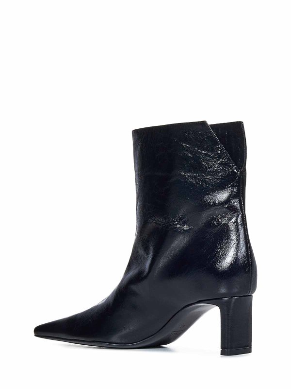 The Best Shops KHAITE: ankle boots - Leather Ankle Boots With Square Toe