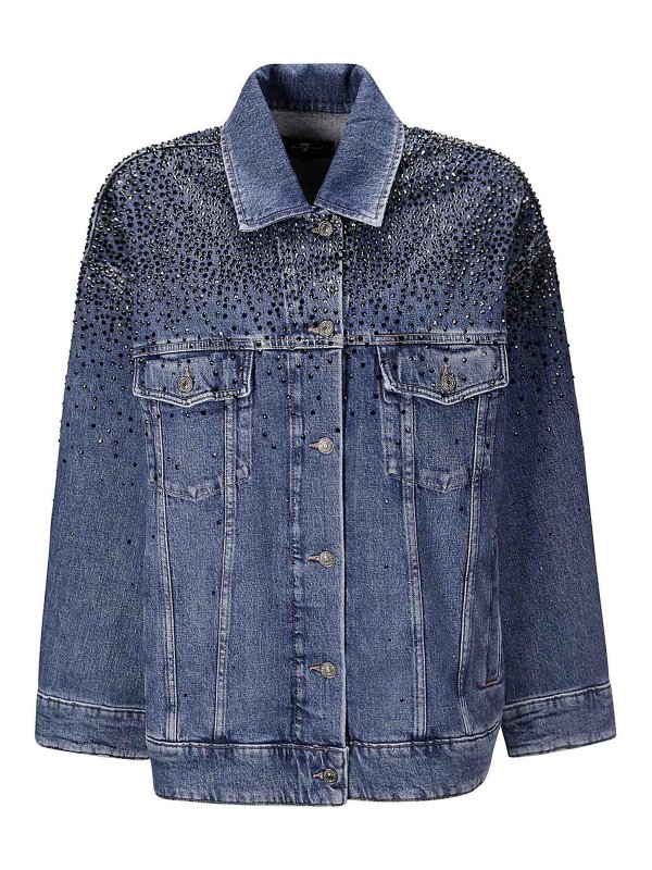 7 FOR ALL MANKIND: casual jackets - Oli Trucker Candy With Faded Crystals