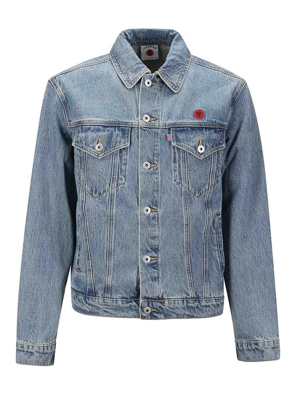 ICECREAM: casual jackets - Check Lined Denim Trucker Jacket