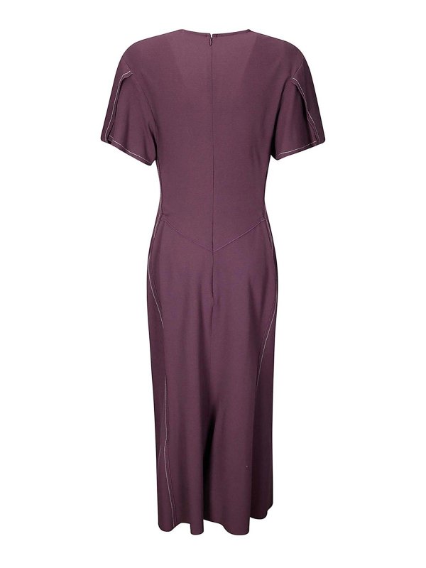 VICTORIA BECKHAM: abiti lunghi online - Vestito  midi arricciato con scollo a V