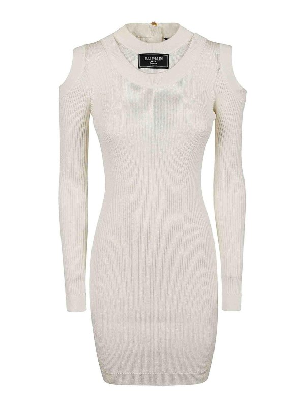 Balmain: ニーレングスドレス - 膝丈ドレス - 白