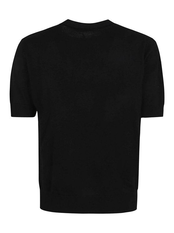 Balmain: t-shirts online - Couture Label Db Col Knit T-Shirt