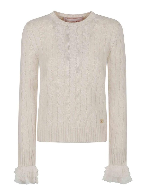 VALENTINO GARAVANI: Escotes barcos - Suéter Con Escote Barco - Crema
