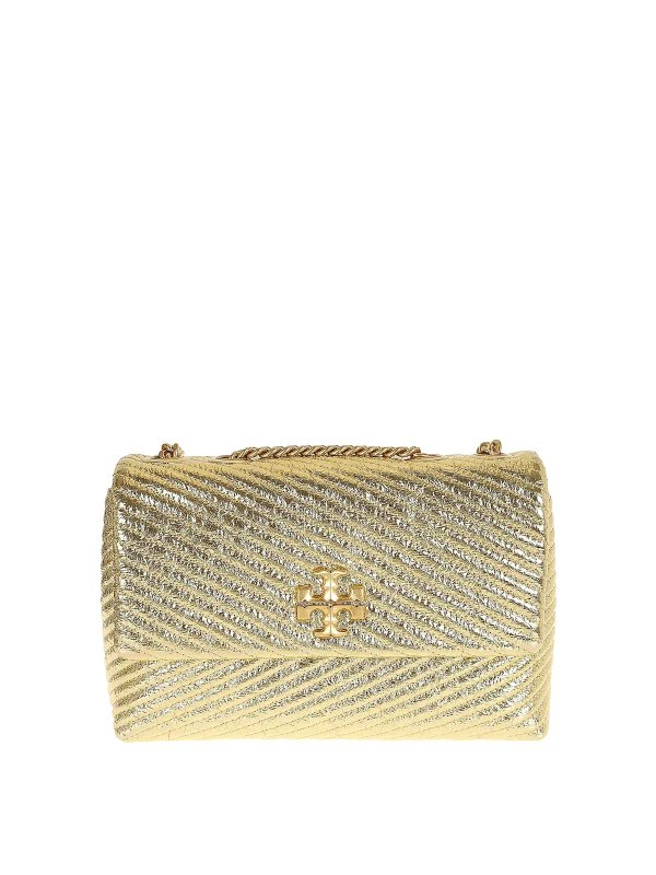 TORY BURCH: cross body bags - Kira Metallic Moto Quilt Small  Shoulder Bag
