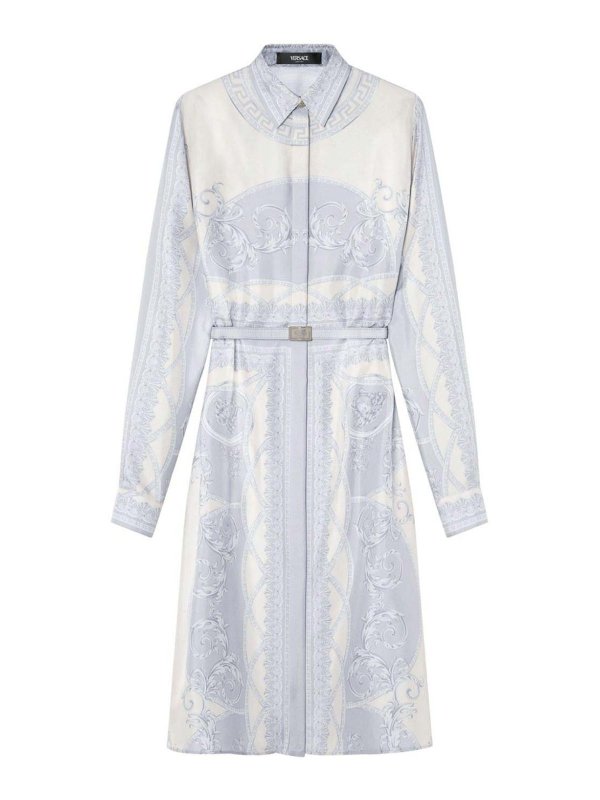 VERSACE: ニーレングスドレス - 膝丈ドレス - 銀