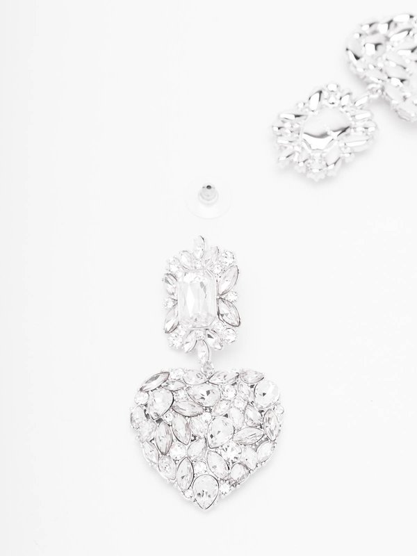 Self Portrait: Earrings online - Crystal Heart Tiered Earrings