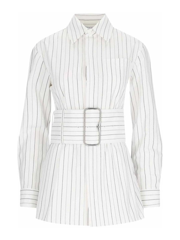 BURBERRY: shirts - Striped shirt with belt