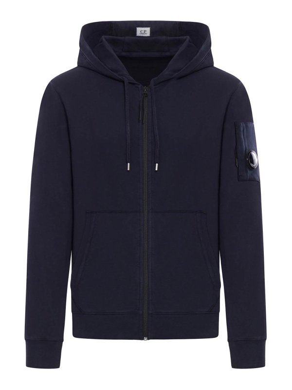 C.P. COMPANY: Sweatshirts & Sweaters - Light Fleece Full Zip Hooded Sweatshirt