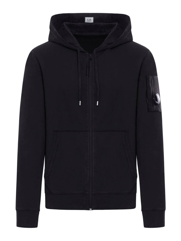 C.P. COMPANY: Sweatshirts & Sweaters - Light Fleece Full Zip Hooded Sweatshirt