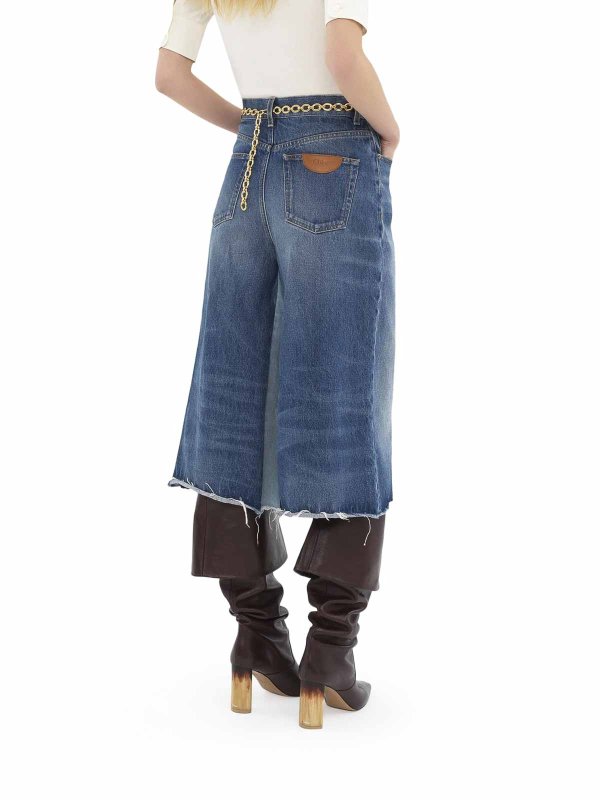 Shorts Bermuda In Denim Patchwork shop online: CHLOE