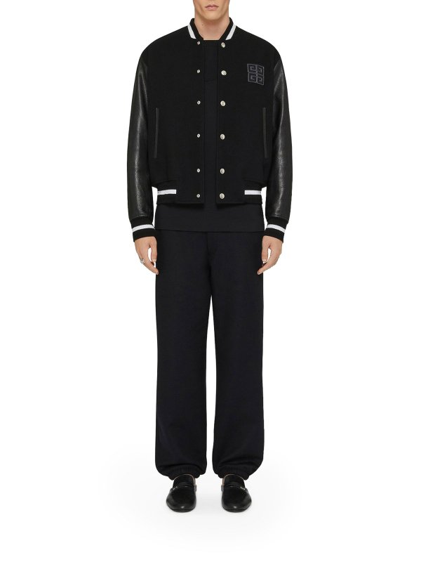 GIVENCHY: casual jackets online - 4G Wool And Leather Varsity Jacket