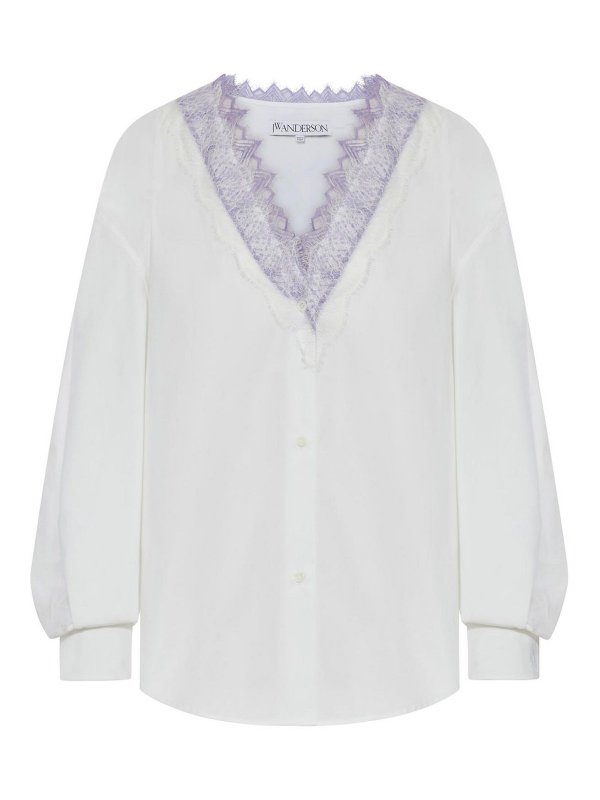 J.W. ANDERSON: shirts - V-Neck Shirt With Lace Finish