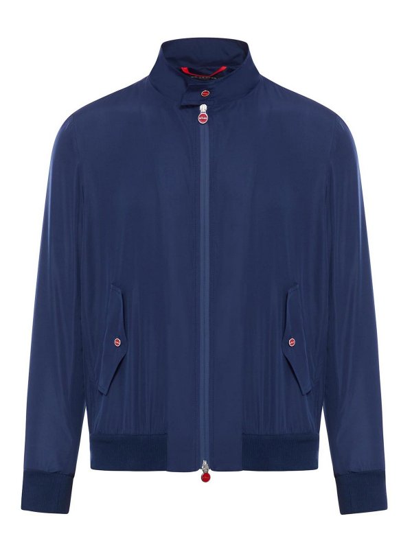 KITON: casual jackets - Satin Fabric Zip-Up Jacket