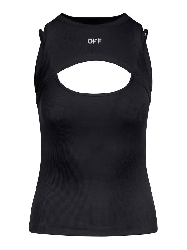 OFF-WHITE: Tops & Tank tops - Ribbed Top With Front Logo