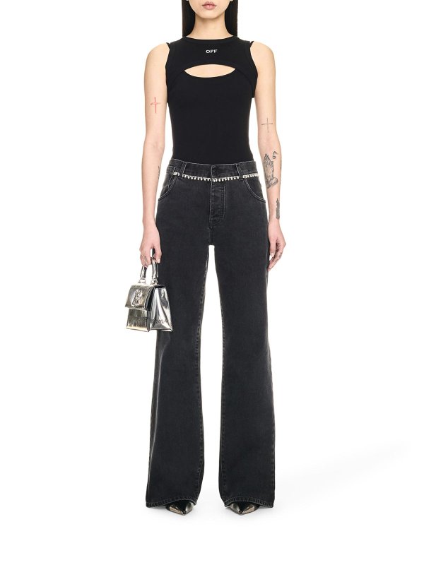 OFF-WHITE: Tops & Tank tops online - Ribbed Top With Front Logo